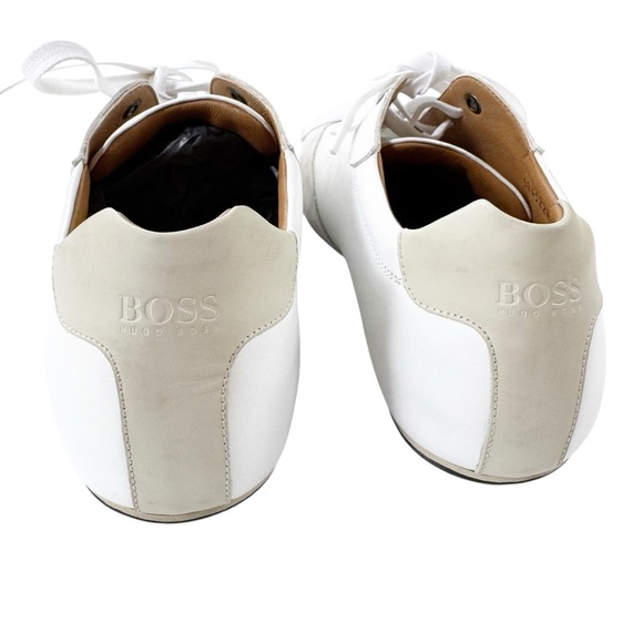 BOSS Hugo Boss Italian Portobello Leather Suede Sneakers White Size 10 WORN ONCE - Picture 7 of 14